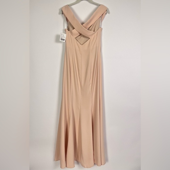 Dessy Collection- OFF-THE-SHOULDER CRISS CROSS BACK TRUMPET GOWN - Picture 5 of 13